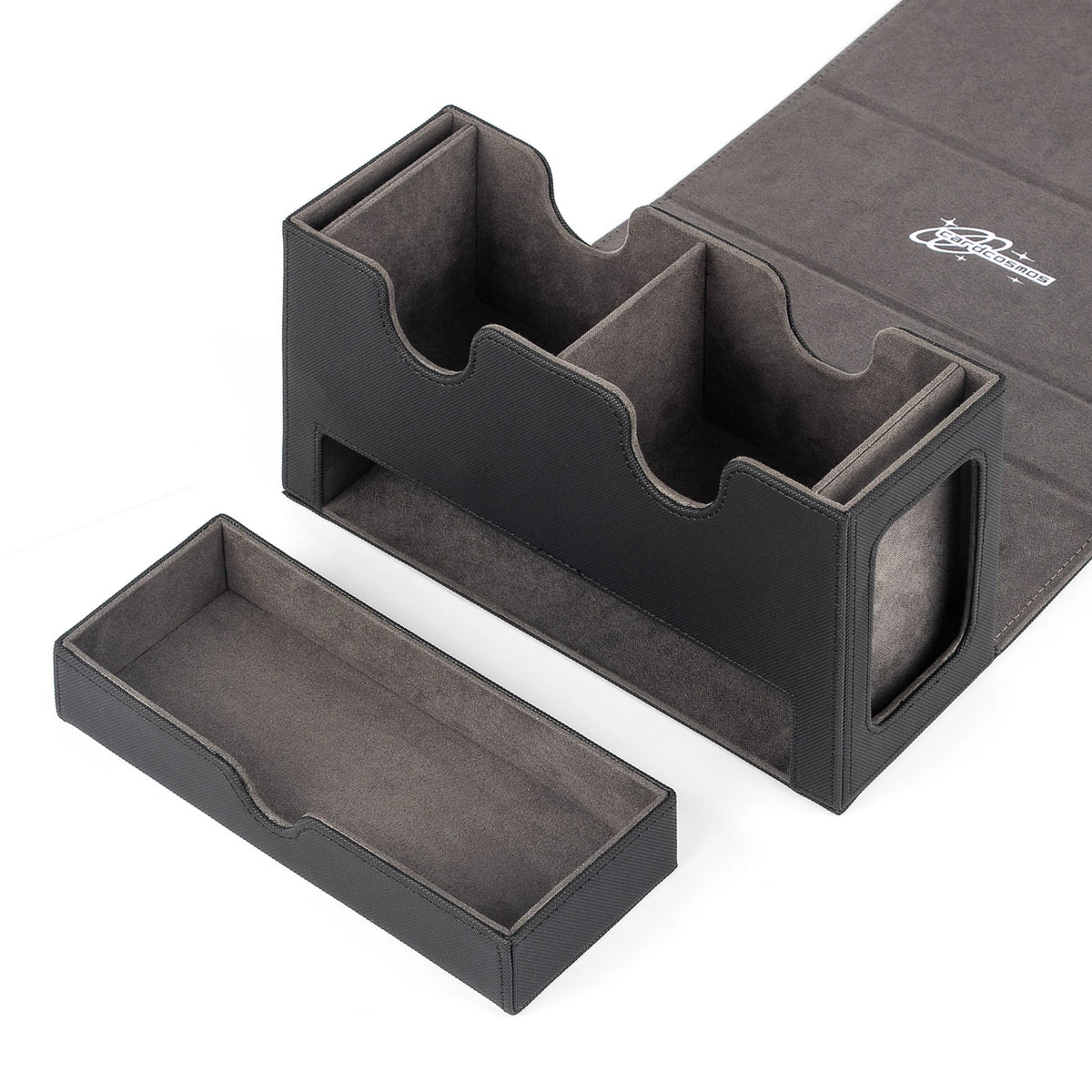 cardcosmos - Caja para mazo Premium 200+ con bandeja para Dados Negra