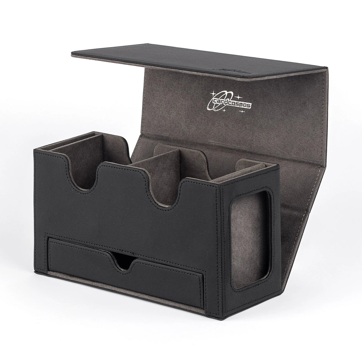 cardcosmos - Caja para mazo Premium 200+ con bandeja para Dados Negra