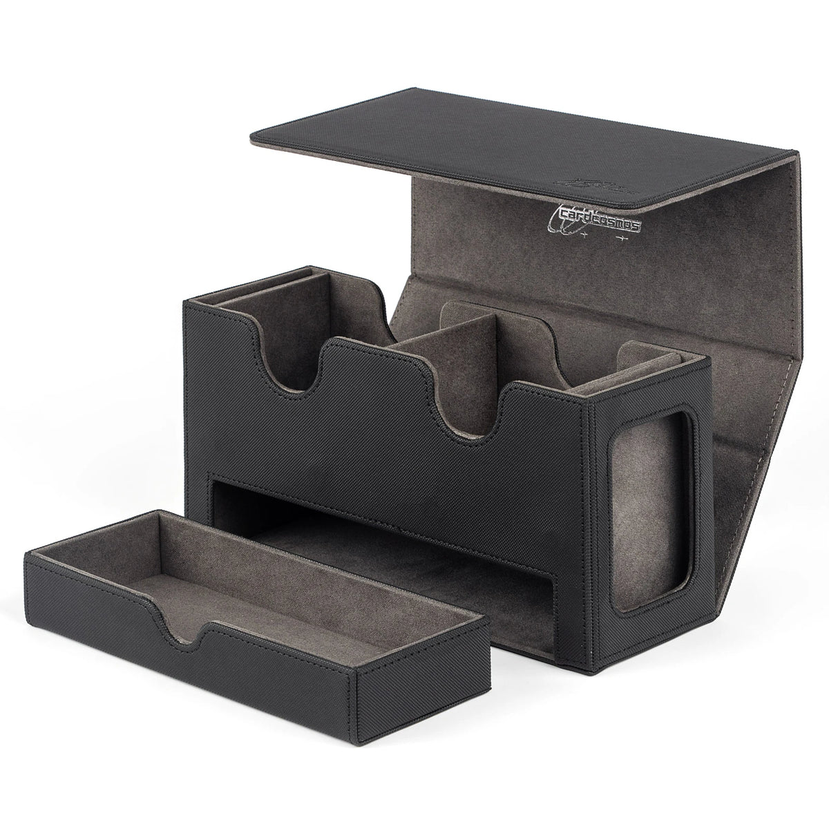cardcosmos - Caja para mazo Premium 200+ con bandeja para Dados Negra