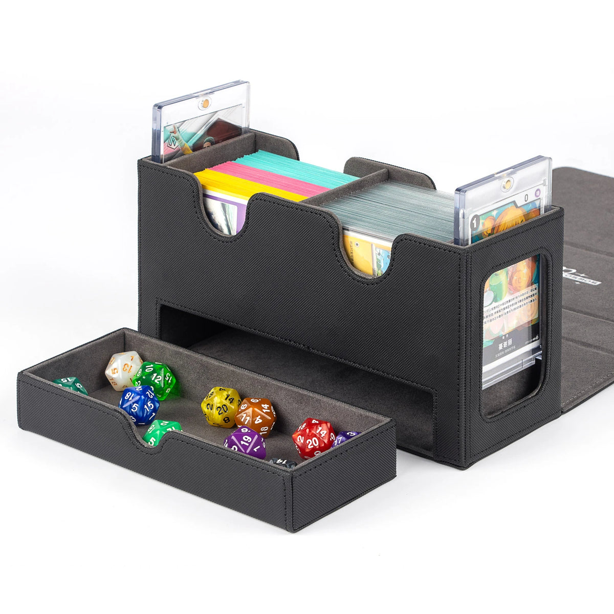 cardcosmos - Caja para mazo Premium 200+ con bandeja para Dados Negra