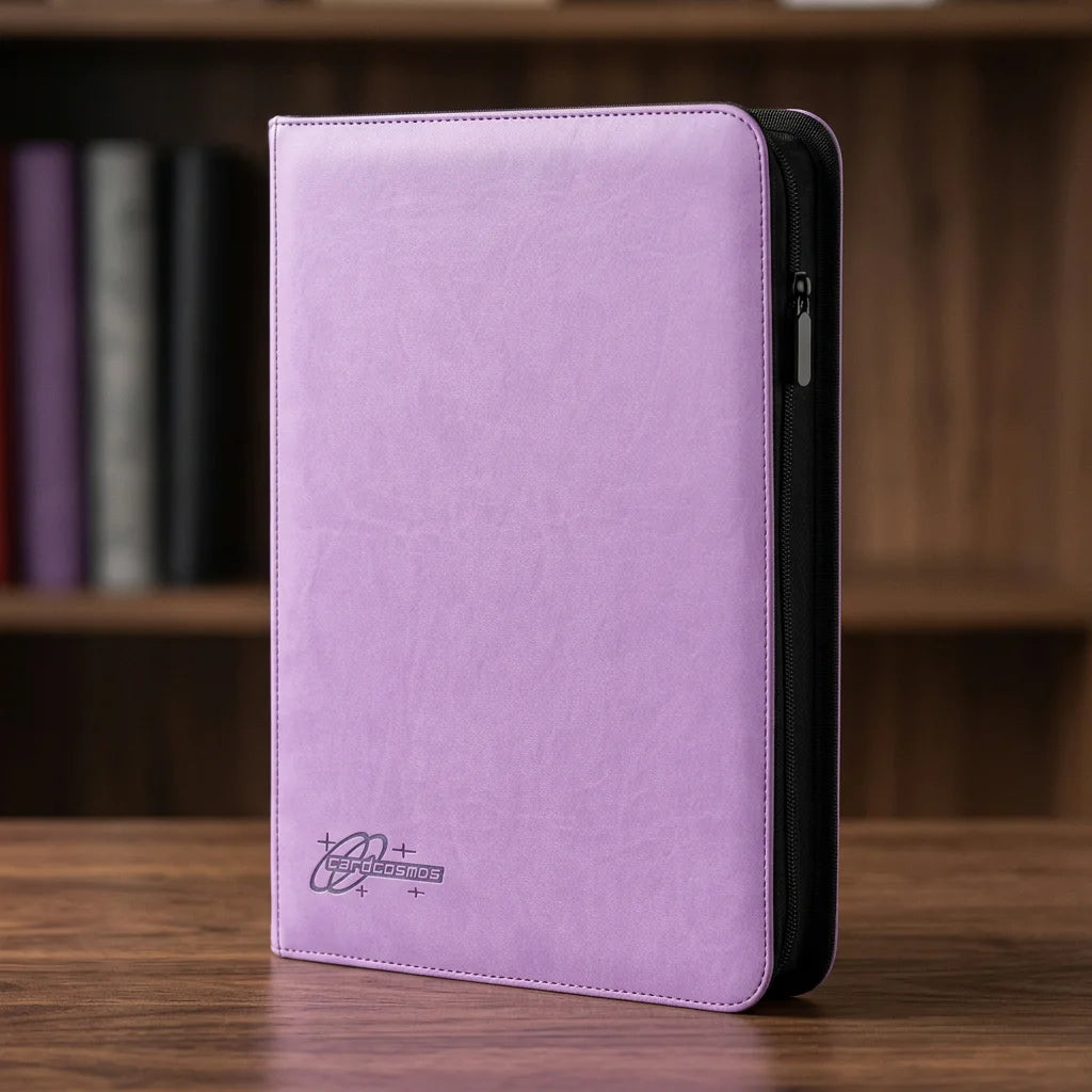 cardcosmos - Carpeta con cremallera 9 bolsillos premium de cuero - Lila