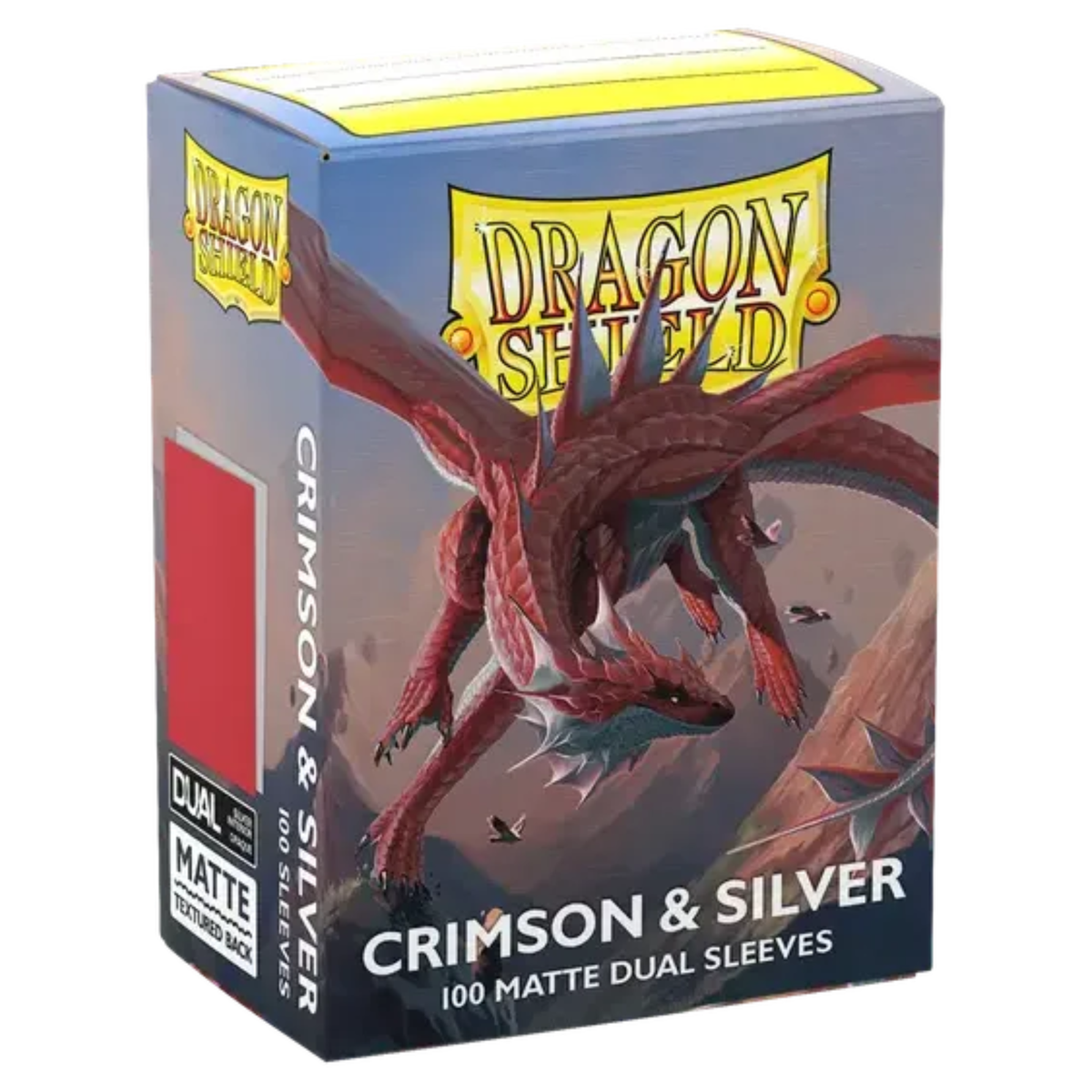 Dragon Shield Sleeves – Dual Matte Crimson & Silver (100 pieces)