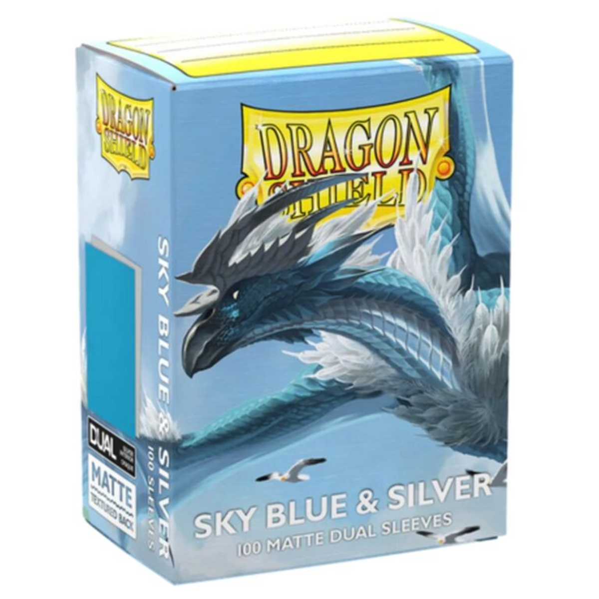 Dragon Shield Sleeves – Dual Matte Sky Blue & Silver (100 pieces)