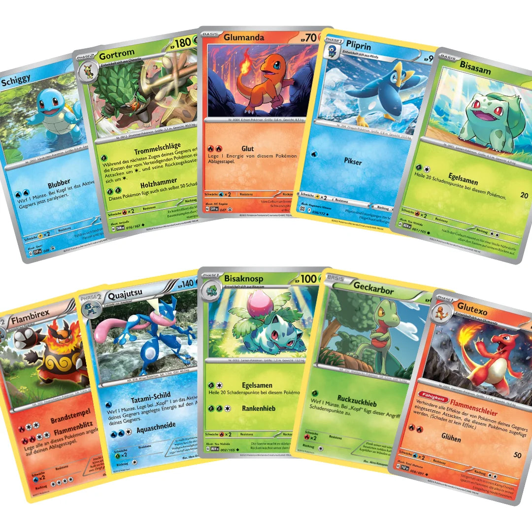 Pokémon Card Set German – 20 Starter Pokémon & Evolutions Cards – Randomly Assembled