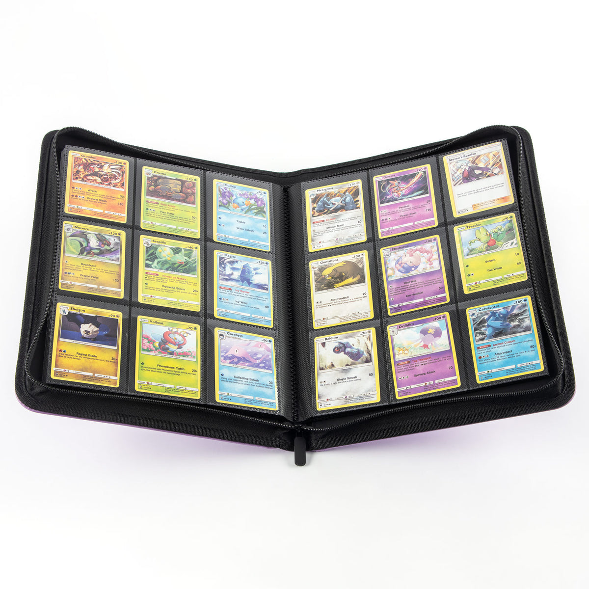 cardcosmos - Carpeta con cremallera 9 bolsillos premium de cuero - Lila