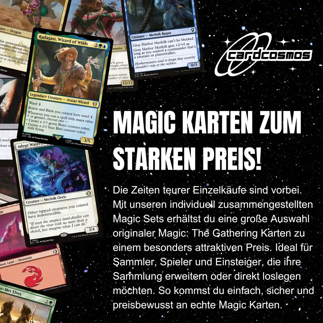 Magic: The Gathering Card Set English – 100 cards incl. 8 Rares & 2 Foils + 100 Card Sleeves