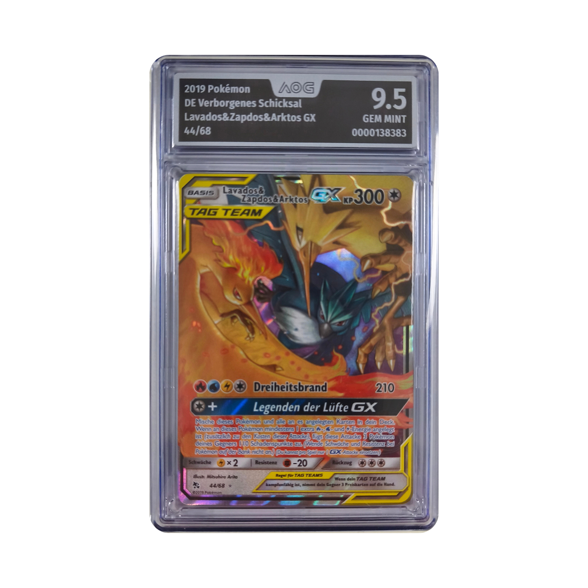 Pokémon - Lavados & Zapdos & Arktos GX Tag Team #44/68 (Verborgenes Schicksal) – AOG 9.5 Gem mint