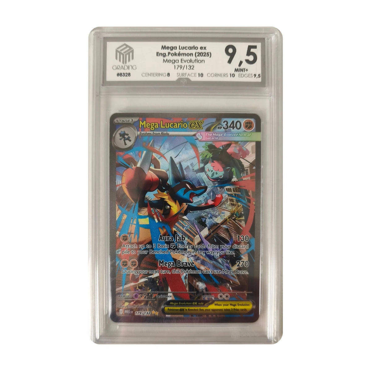 Pokémon - Mega Lucario ex #179/132 (Mega Evolution) – Grading M3 9.5 Mint+