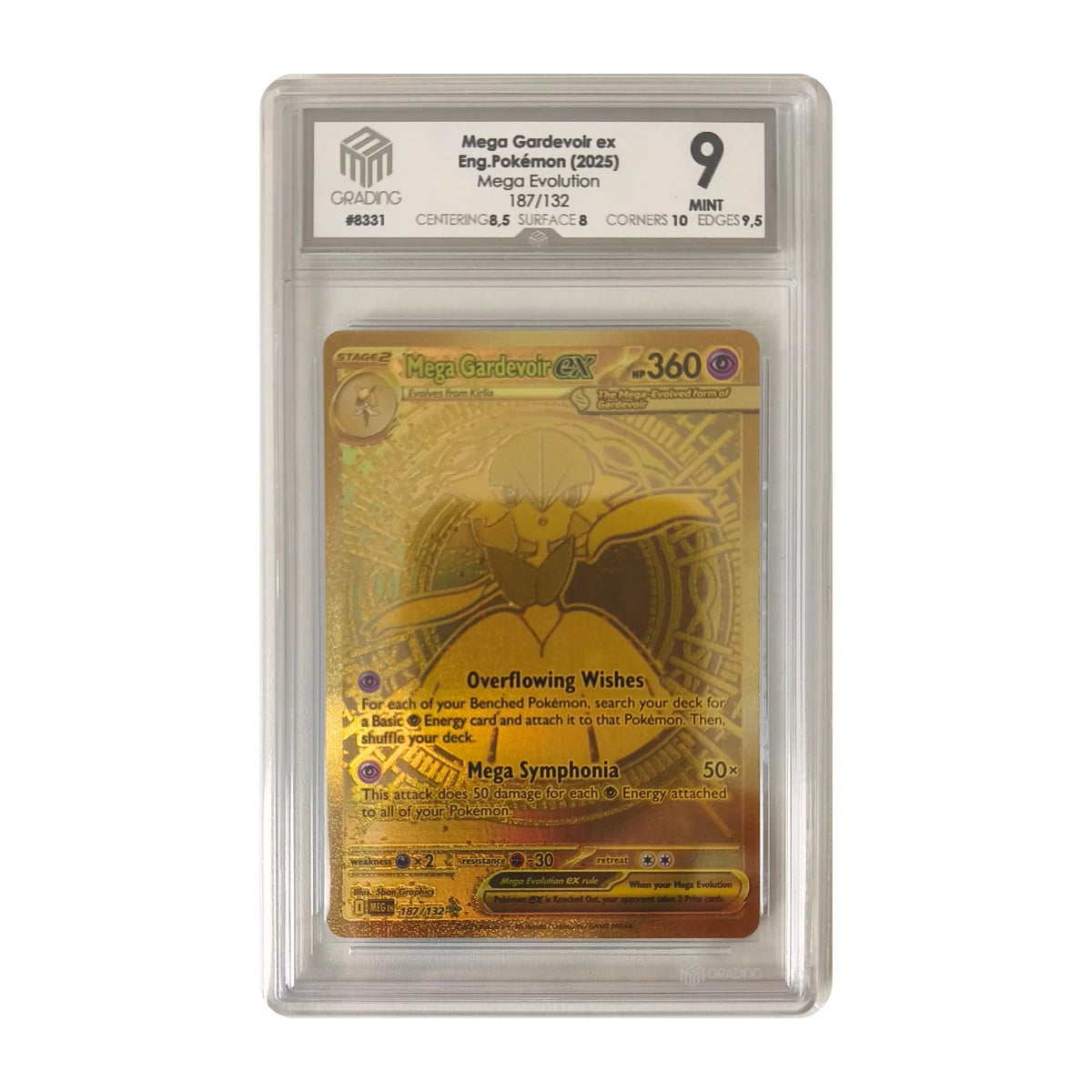 Pokémon - Mega Gardevoir ex Rara dorada #187/132 (Mega Evolution) – Grading M3 9 Mint