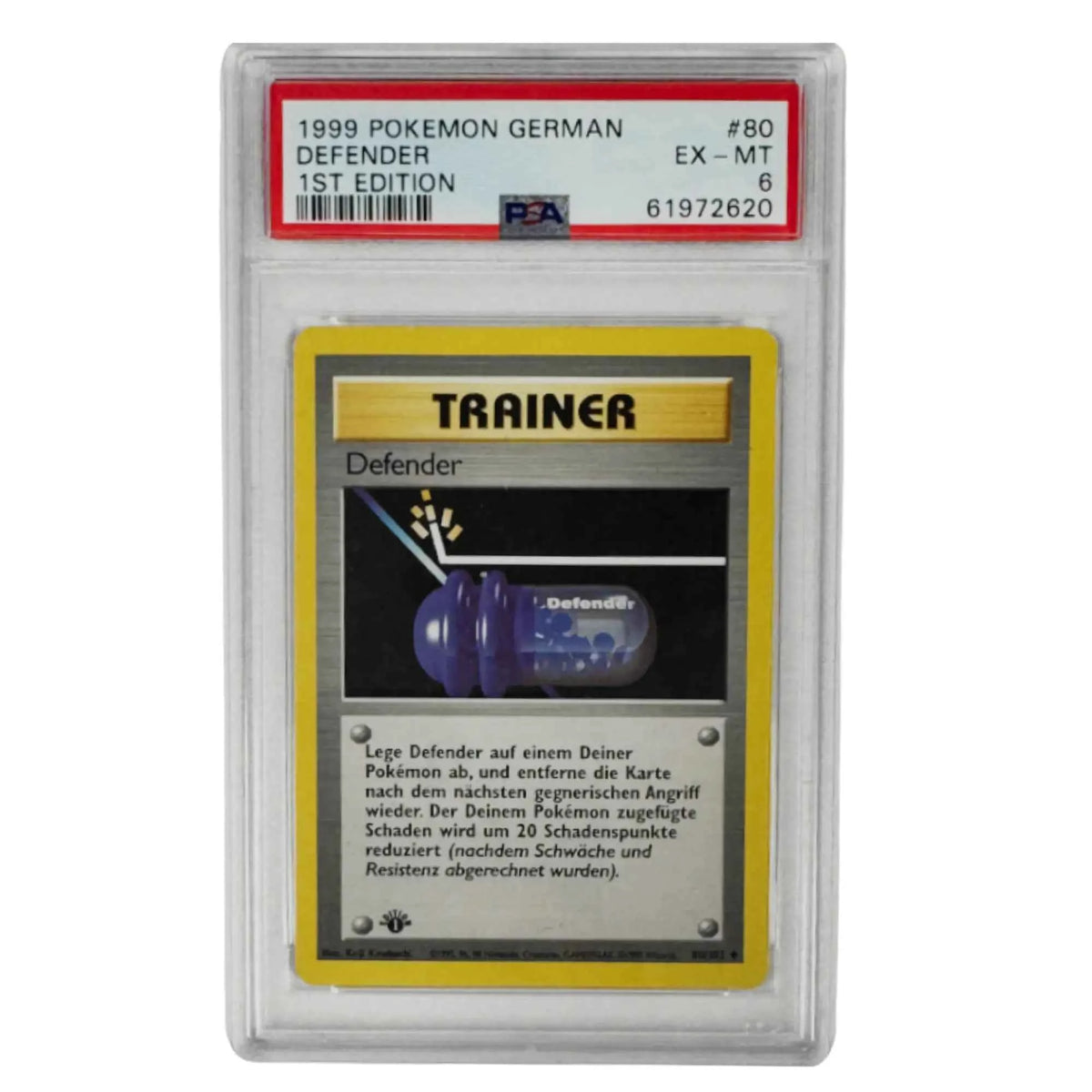 Pokémon - Defender 1st Edition #80/102 (Base Set) – PSA 6 Excellent-Mint