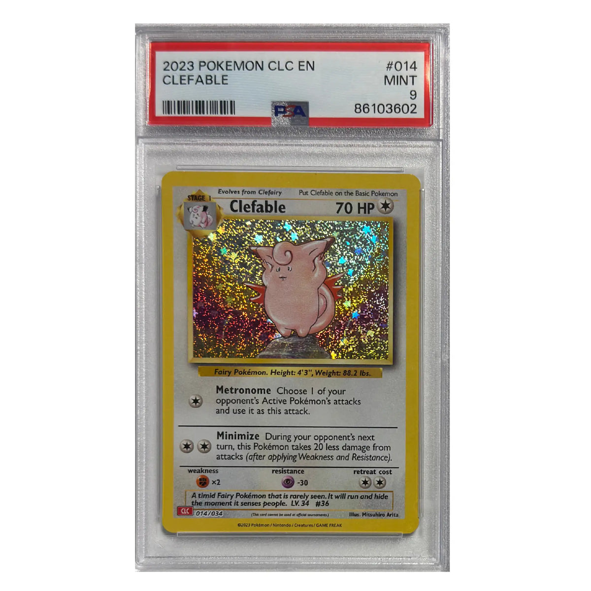Pokémon – Clefable #014 (Classic Collection, EN) – PSA 9