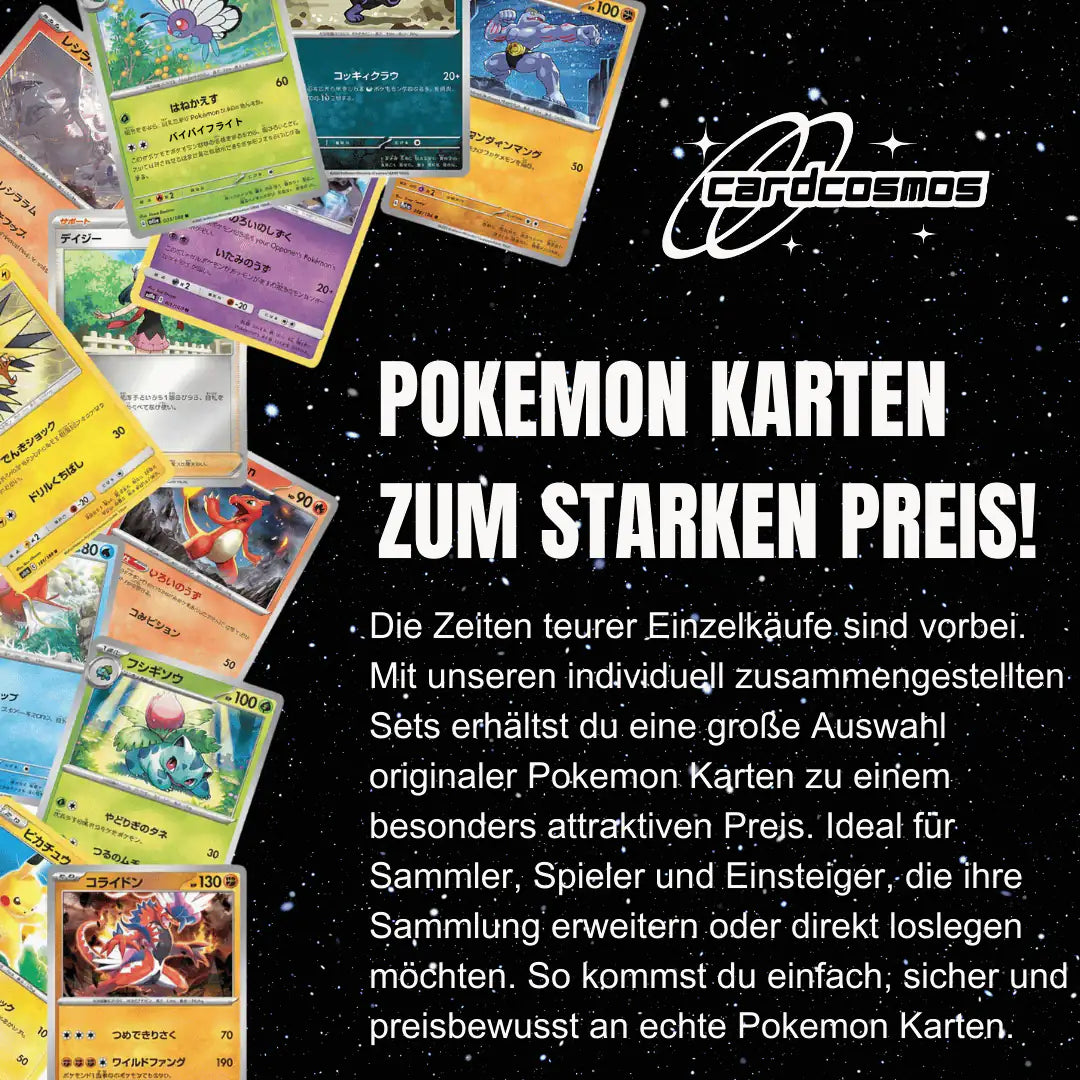 Pokémon Karten Set Japanisch – 100 Karten inkl. 12 Holo + 100 Kartenhüllen