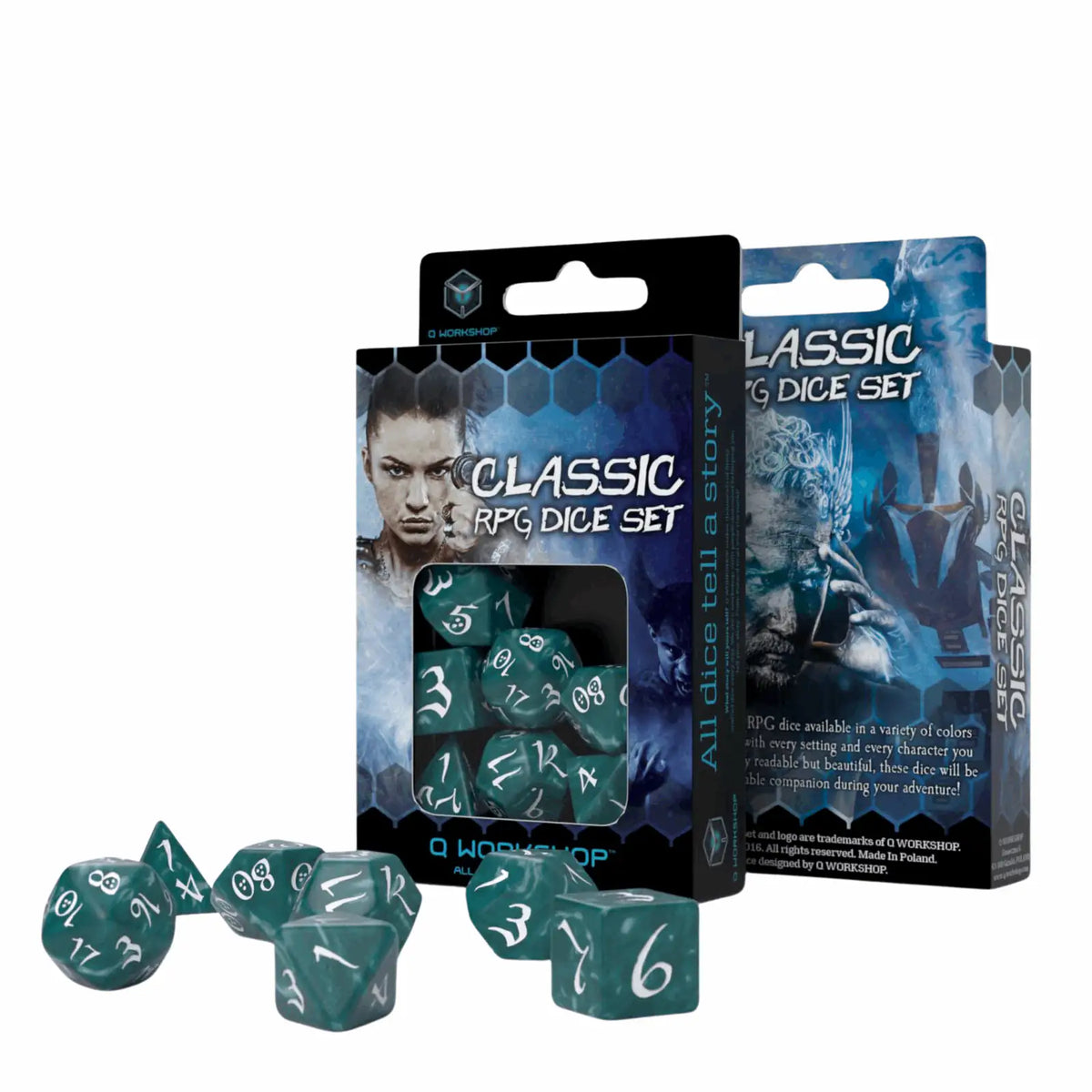 Q Workshop - Classic RPG Stormy & white Dice Set (7)