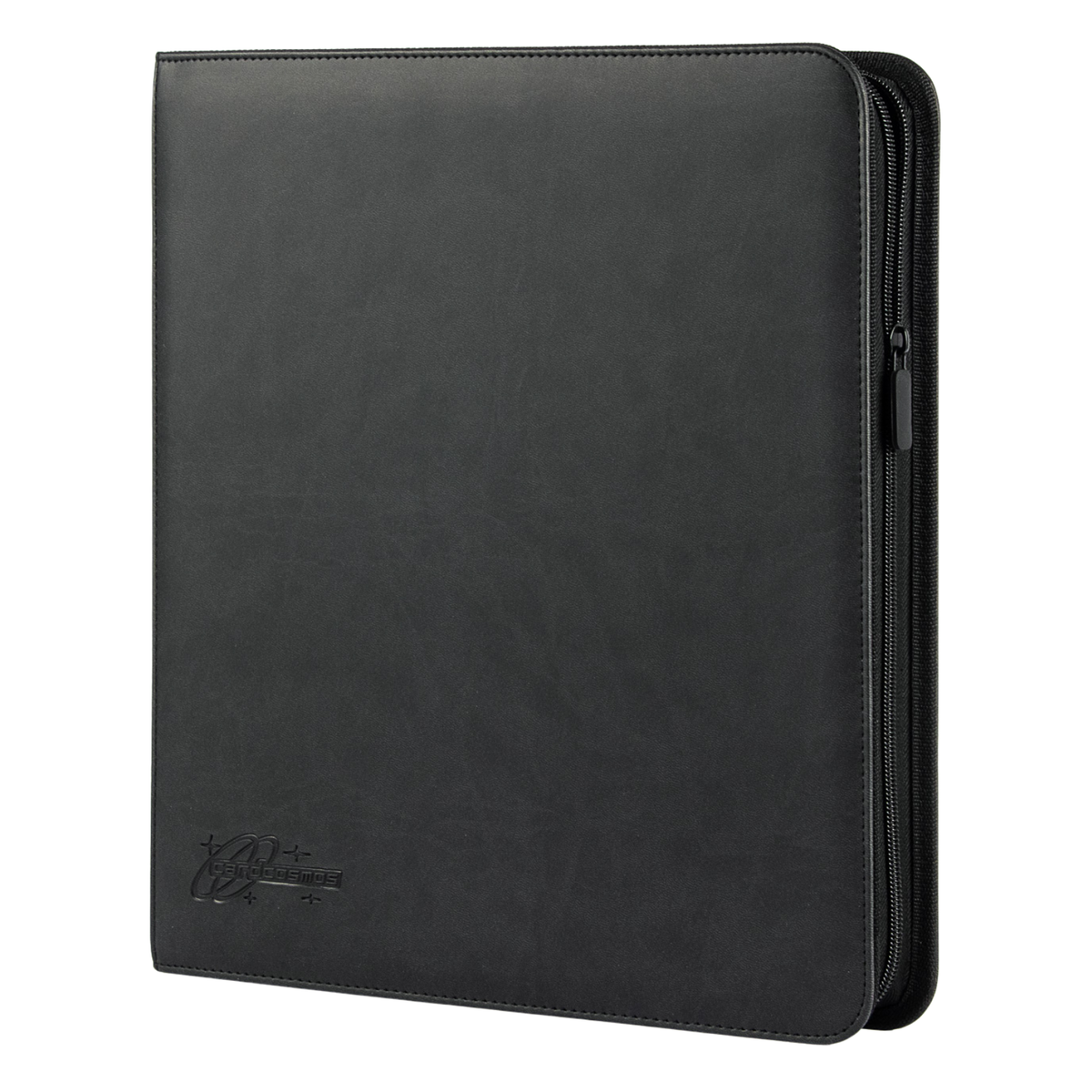 cardcosmos - Carpeta con cremallera 12 bolsillos premium de cuero - Negro