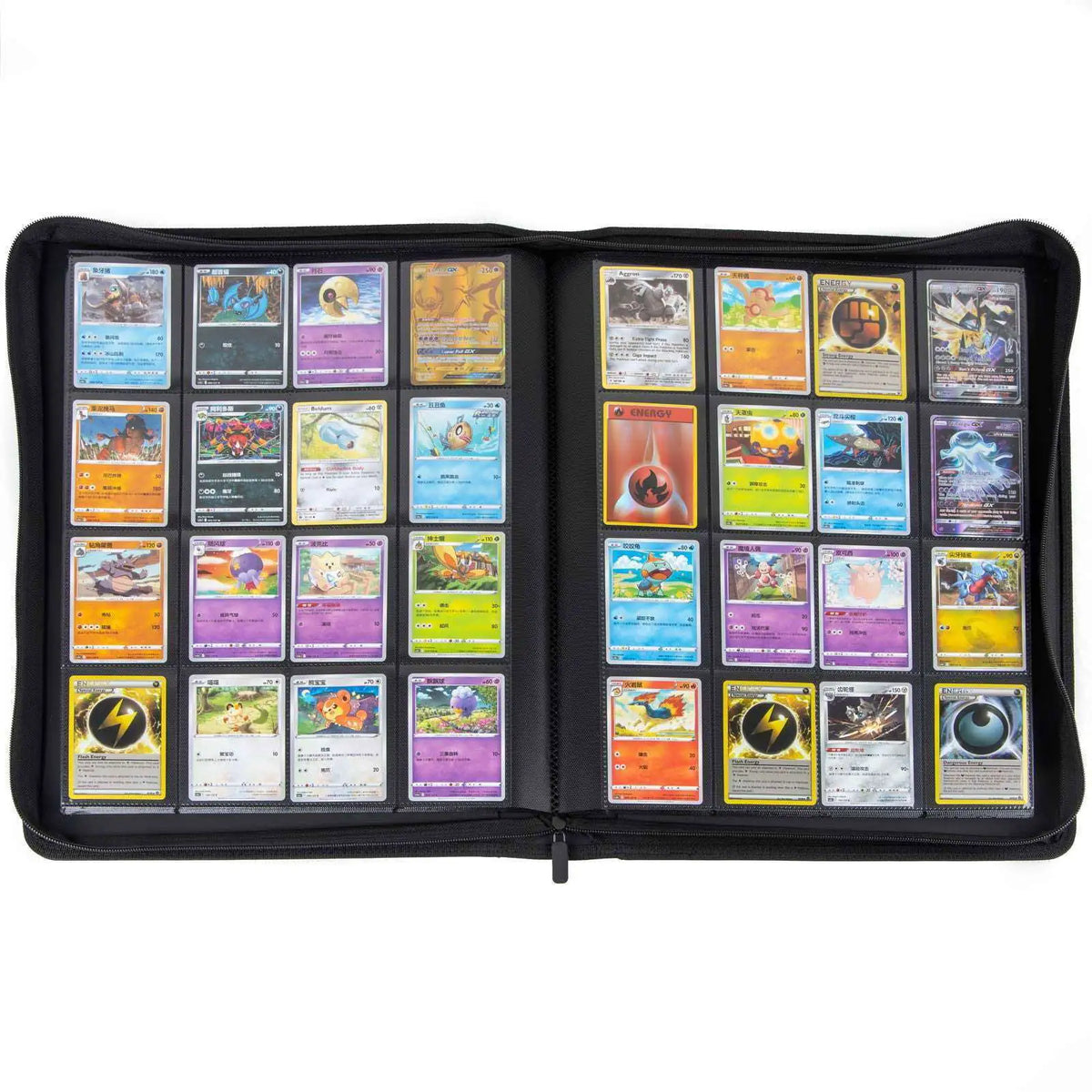cardcosmos - 16 Pocket Zip Premium XXL Leather Binder - Schwarz